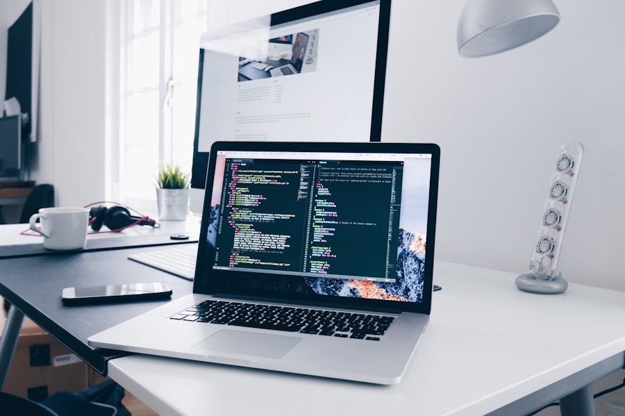 Web development — developer workspace with code on screen